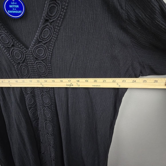 SWIMSUITS FOR ALL Cover-up V-Neck Dress Flare Long Sleeve Black Women Size 22/24 - Picture 9 of 10